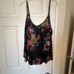 Torrid Black Floral Camisole with V-Neck
